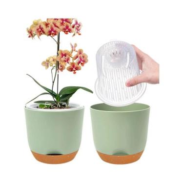 Imagem de Conjunto De 2 Vasos Para Orquídeas Com Furos, Autoirrigáveis, Com Reve