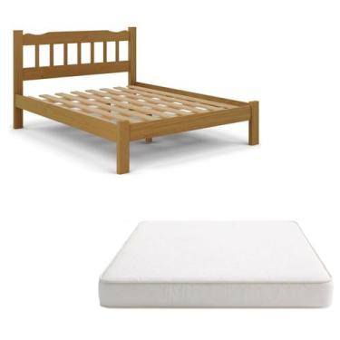 Imagem de Cama Queen Madeira Maciça Reforçada com Colchão - Repleta