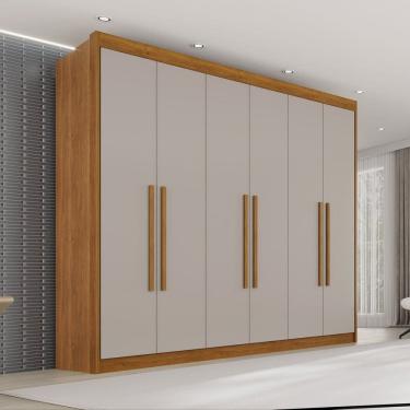 Imagem de Guarda Roupa Casal 6 Portas 6 Gavetas 100% Mdf Itália Plus Cinamomo/Off White