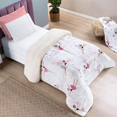Imagem de Edredom Solteiro Coberdrom Infantil Sherpa Com Mantinha 1 Peça - Bailarina