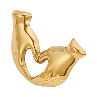 Imagem de Broche Geométrico De Aço Inoxidável Banhado a Ouro 18k, Acessório De V