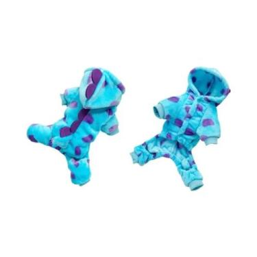 Imagem de Casaco Quente Com Capuz De Dinossauro Azul Para Cães Pequenos E Médios
