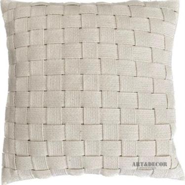 Imagem de Capa de Almofada Fita Toda Decorativa 100% Algodão - LojaArtDecor, Cru