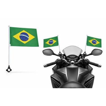 Imagem de Bandeira Do Brasil Poliéster com Suporte para Moto Guidão - RPC