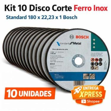 Imagem de Kit 10 Disco Corte Ferro Inox Standard 180 x 22,23 x 1 Bosch