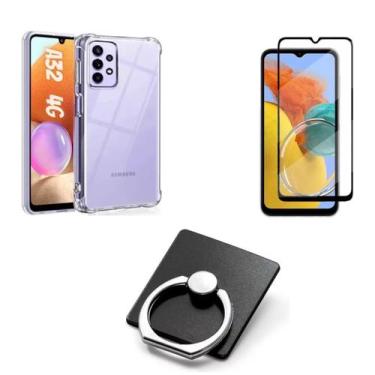 Imagem de Capinha TPU + Película 3D + Suporte Anel para Samsung Galaxy A32 4G - 