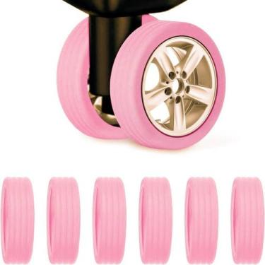 Imagem de Protetor Capa Roda Silicone Kit 8 Peças Mala Cadeira Rodinha Redutor R