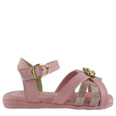 Imagem de Sandália Molekinha Infantil Princesa Rosa Glitter Ajustável por Fivela
