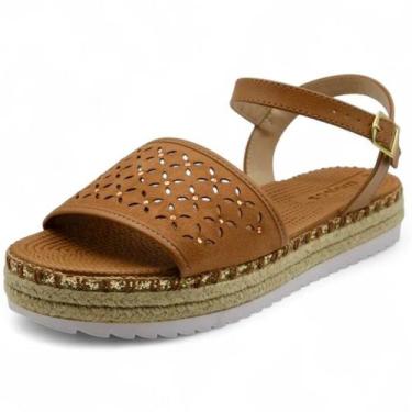 Imagem de Sandalia Feminina Flatform Moda Conforto Corda Moleca, Camel, 35