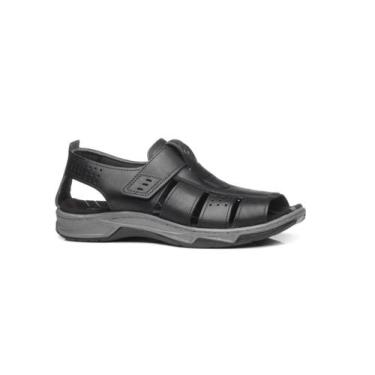 Imagem de Sandália masculina pegada 132256 em couro com amortecedor, Preto, 39