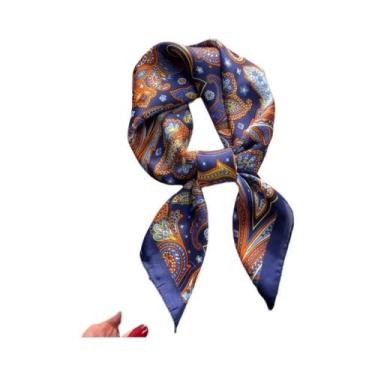 Imagem de Lenço Quadrado Pequeno Feminino De Cetim Com Estampa Paisley, Fino, Pa