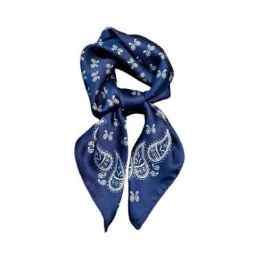 Imagem de Lenço Quadrado Pequeno Feminino De Cetim Com Estampa Paisley, Fino, Pa