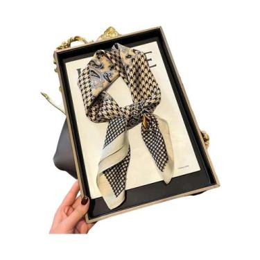 Imagem de Lenço Quadrado Pequeno Feminino De Cetim Com Estampa Paisley, Fino, Pa