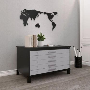 Imagem de Mapoteca Mont 5 Gavetas 71,3cm x 120,4cm Aço Preto/Cinza - Pandin Móve