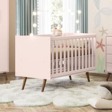 Imagem de Berço Mini Cama 92x74x133 cm Q Encanto Retrô Rosa Acetinado - Qmovi