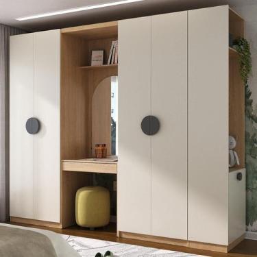 Imagem de Conjunto Modulado Infantil 4 Peças 6 Portas Cabideiro, Penteadeira com