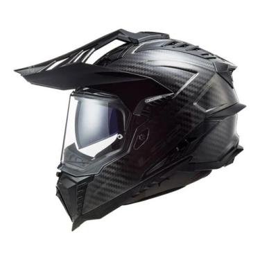 Imagem de Capacete Moto Explorer C MX701 LS2 Preto Branco Azul, Solid Carbon