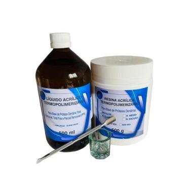 Imagem de Resina Acrilica Termopolimerizavel Incolor 500 Gr + 500 Ml + Kit Inox 