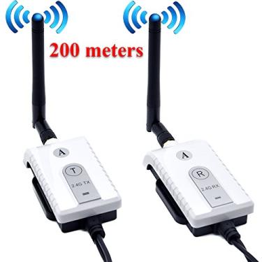 Imagem de Auto Wayfeng WF® Transmissor e receptor de cabo AV sem fio de carro 2,4 GHz para ônibus, monitor de vídeo, caminhão, retrovisor, câmera de backup de visão traseira, alcance de 200 metros