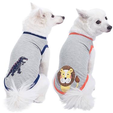 Imagem de Pacote de 7 estampas Blueberry Pet com 2 camisetas novas macias e confortáveis para cães, 2 estampas pacote com 1 camiseta ZebraBlueberry Pet Back Length 12"