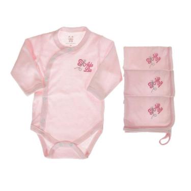 Imagem de Kit body longo e+ 3 panos de boca rosa personalizado