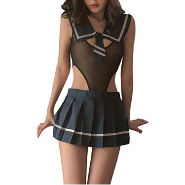 Imagem de Sexy Schoolgirl Outfit Lingerie Set Lolita Cosplay Dress Anime Senpai Japanese style cute one piece (5)