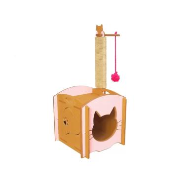 Imagem de Casinha de gato com arranhador de encaixe Rosa Ref.AG010R - VivaLigna