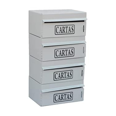 Imagem de Caixa Correio Condomínio Frontal Para Muro Cinza 4 Módulos