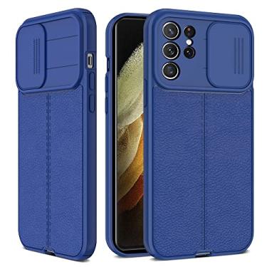 Imagem de Capa de proteção de lente de câmera deslizante para samsung galaxy s22 s21 plus ultra s20fe a52 a72 a32 a22 a12 a50 a03s capa de silicone de couro, azul marinho, para m31 ou f41