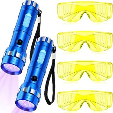 Imagem de Ferramenta de Detector de Vazamento de Ar Condicionado Automático Lanterna de Teste de Vazamento AC Carro 2 Peças Lanterna de Teste de Vazamento UV Kit de Detecção de Vazamento Automotivo 14 LED Lanterna com 4 Pares de Óculos de Proteção UV e 2 Bolsas Pretas