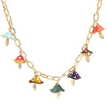 Imagem de Pingyongchang Harajuku lindos dados coloridos lindos colares punk gargantilha feminina joia presente casal gargantilha com pingente - cogumelo