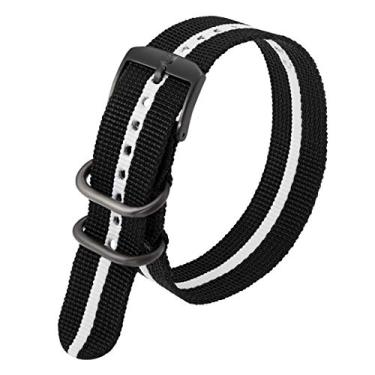 Imagem de Pulseira de relógio Luminox masculina preta e branca com pulseira de nylon da OTAN, aço inoxidável, 2 alças