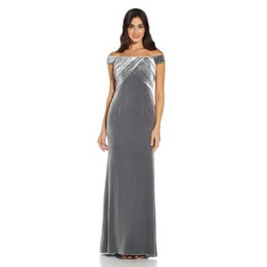 Imagem de Adrianna Papell Vestido feminino de veludo elástico, Prata, 42