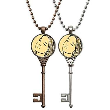 Imagem de OFFbb-USA Simple Occident Vogue Frail Retrato Chaveiro Colar Pingente Joias Decoração Casal