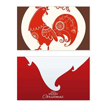 Imagem de Ano de Galo Animal China Zodíaco Vermelho Feriado Feliz Natal Cartão de Parabéns Mensagem de Natal