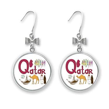 Imagem de Brincos de laço com símbolo nacional do Qatar com laço e gancho perfurado