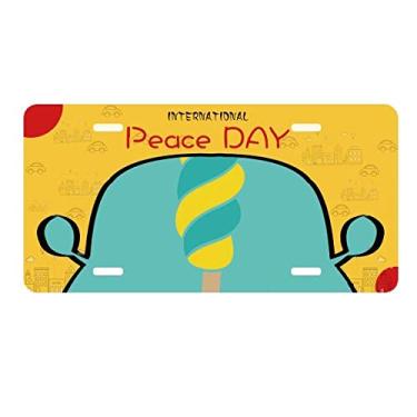 Imagem de DIYthinker Placa de licença verde amarela em espiral doce sorvete etiqueta decoração de carro dia da paz