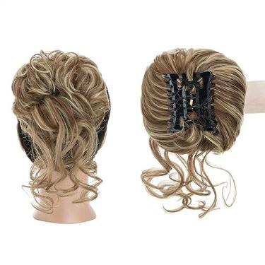 Imagem de Mulheres Bun Scrunchies Coque de cabelo sintético Claw Chignon para mulheres, coque bagunçado cacheado em pedaços de rabo de cavalo extensões de cabelo fofo natural falso rabo de cavalo postiços Pão (