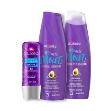 Imagem de Kit Aussie Máscara Moist Shampoo 236ml Acondicionador Miracle + 360ml