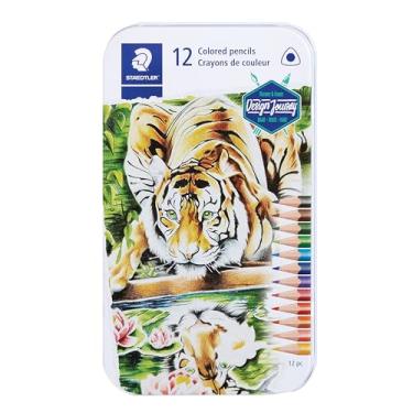 Imagem de STAEDTLER Lápis de cor, barril triangular, pacote com 12 sortidas, lata de metal 1278 M12