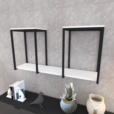 Imagem de Prateleira Industrial Suspensa Estante Parede Nicho Branco Cozinha Escritorio Sala Quarto Infantil