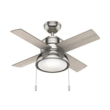 Imagem de Hunter Fan Company Ventilador de teto interno 51040 Loki com luz LED e controle de corrente de puxar, 91 cm, acabamento em níquel escovado