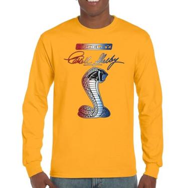 Imagem de Camiseta Shelby Cobra de manga comprida American Classic Muscle Car Mustang GT500 GT350 Racing Performance Powered by Ford, Amarelo, 3G