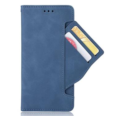 Imagem de IDEWEI Capa com compartimento para cartão BLU G91 Max Stand Flip Capa para BLU G91 Max Retro Magnetic Phone Shell Wallet Phone Case com slots de cartão azul