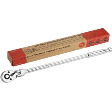 Imagem de UYECOVE Chave de Catraca de 1/4, 305 mm, Vermelha, Polida, Flexível, Mecânica, 72 Dentes, 5 Graus de Acesso, Cabo Longo, Liberação Rápida, Garantia de 4 Meses