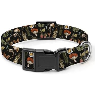 Imagem de SXboxing Coleira de cachorro, coleira fofa para cães pequenos, médios e grandes, coleiras personalizadas ajustáveis macias para animais de estimação com fivela de liberação rápida para caminhadas, corrida, cogumelos boho fofos