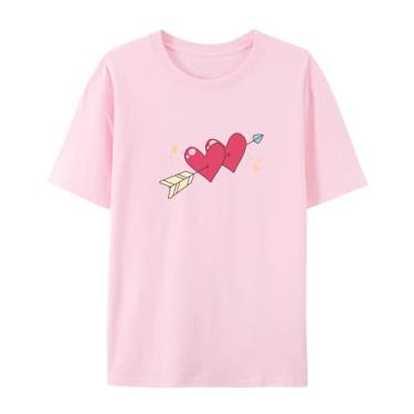 Imagem de Camiseta Love Graphics para homens e mulheres Arrow Funny Graphic Shirt for Friends Love, rosa, GG