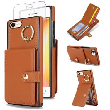 Imagem de Capa de celular para iPhone 7/8/SE 2020/2022 carteira com anel protetor de tela, compartimento para cartão RFID iPhone7 iPhone8 7s 8s i SE2020 SE2022 2/2nd/3/3ª geração SE2 SE3 7SE 8SE 8SE mulheres