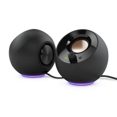 Imagem de Creative Alto-falantes para PC Pebble SE Minimalista 2.0 com USB-C com iluminação RGB, entrada auxiliar de 3,5 mm, potência RMS de até 4,4 W para computadores e laptops (preto)