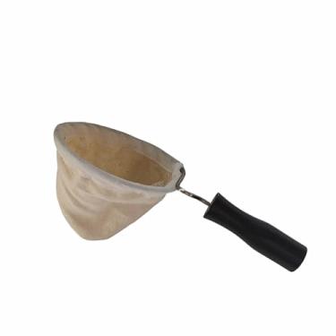 Imagem de Filtro de café reutilizável com cabo de madeira, saco de filtro de pano de flanela de café para amantes de café, pequenas meias de café feitas à mão